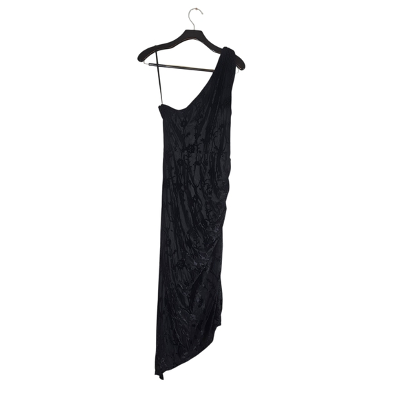 NWT Anthropologie Hutch One Shoulder Ruched Velvet Asymmetrical Dress Black - Picture 5 of 9